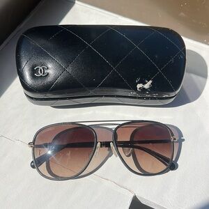 Chanel Black and Gold Aviator Sunglasses 🕶️